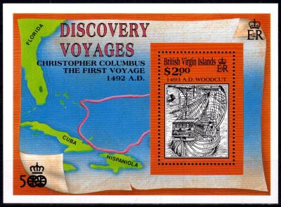 1991 - Iles Vierges britanniques Bloc n° 68 - 500e anniversaire de la découverte de l\'Amérique par Chritophe Colomb (3)